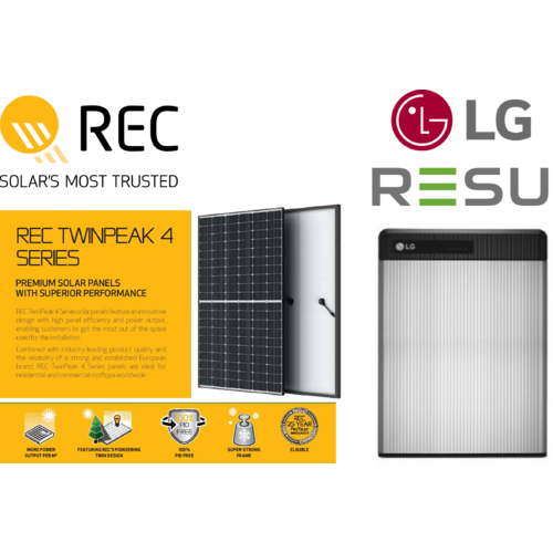 Solar & Battery Bundle - 6.66kW REC Panels & LG Resu 9.8 Battery